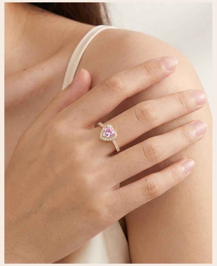 Heart Ring Adjustable for Women Zircon Love Shaped Open Ring Silver Color Romantic Promise Jewelry Gift