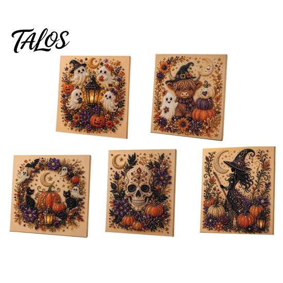 Handmade Halloween Party Supplies Ghost Faux Pearl Art DIY Kit, Spooky 3D Bead Cool Pattern Kits Painting Crafts, Gothic Wall for Adults Beginners