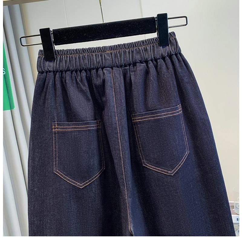 DIMANAF 2025 Plus Size Jeans Long Harem Pants Women Casual Basic Trousers 5XL High Waist Elastic