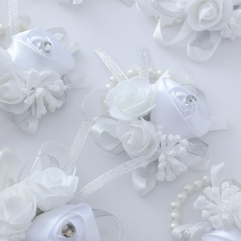 Romantik Seidenblume Braut Handgelenkblume Corsage für Hochzeitsfotografie Verlobungsparty Zubehör Handgelenkdekoration