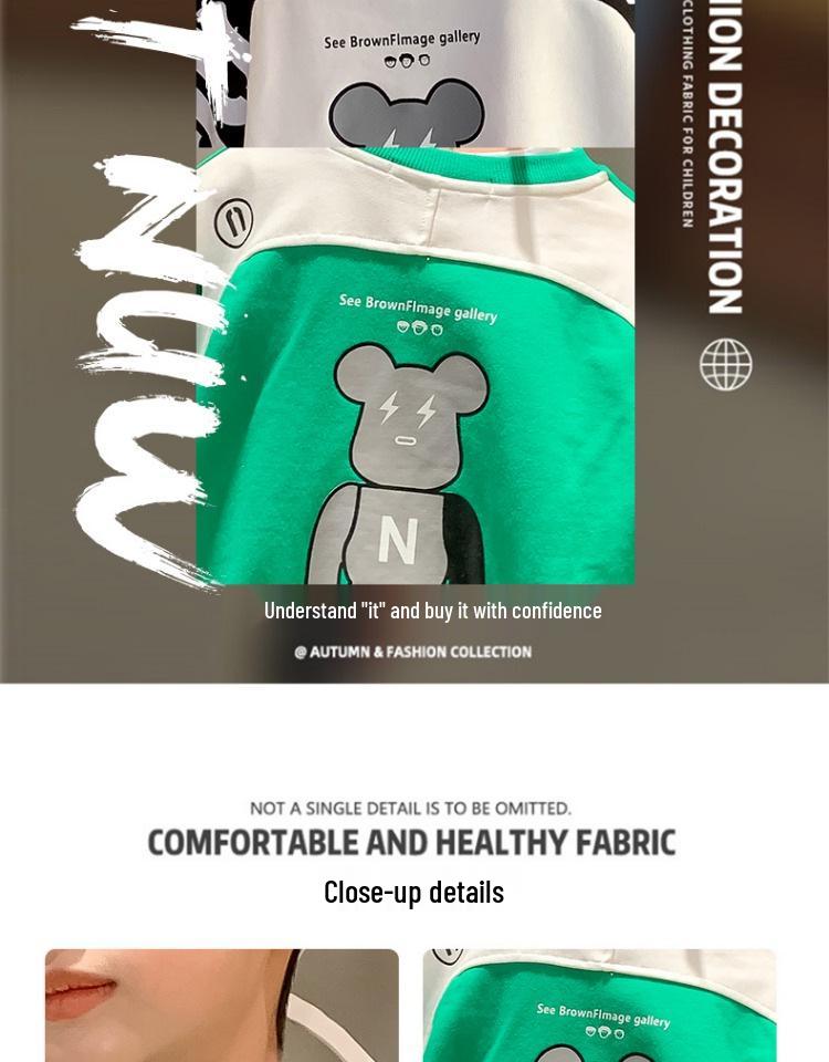 Chłopięca bluza w stylu streetowym na wiosnę 2024 dla dzieci - Modny top dla chłopców w średnim i dużym wieku