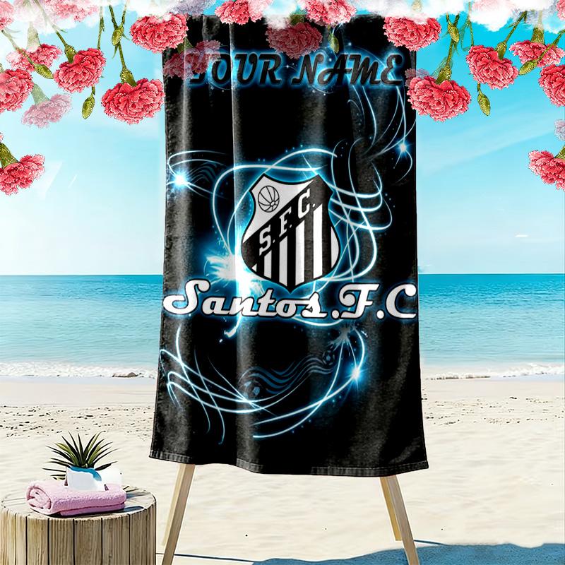 Name Custom Santos FC Print Beach Towel, Large Soft Quick Dry Towel for Beach Camping Swimming