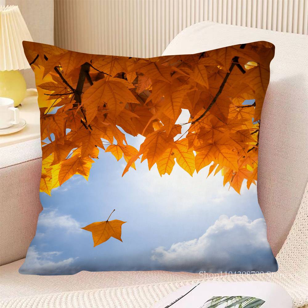 Red Maple Leaf Pillow Case Fashion Square Pillowcase Bedroom Sofa Room Ins Decoration Leisure