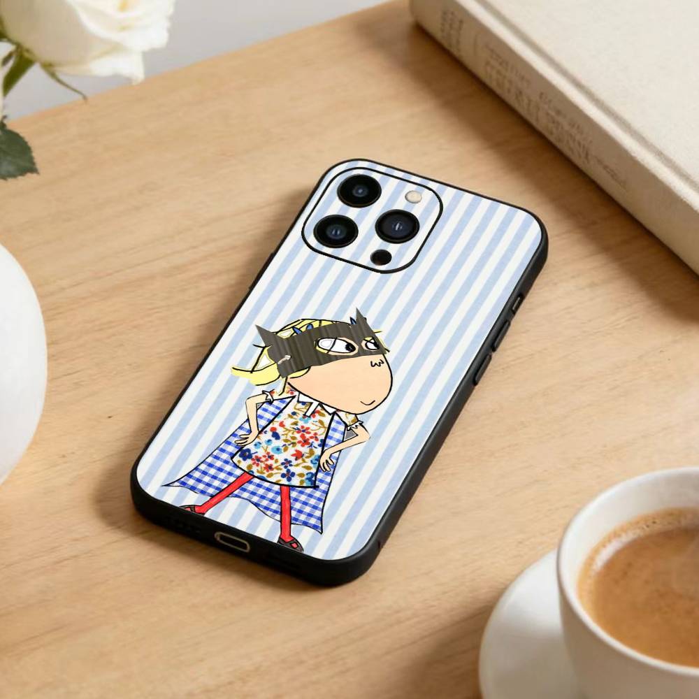 D-Charlie and Lola Cartoon Phone Case For iPhone 17 16 15 14 13 12 Max Plus Silicone Black Cover