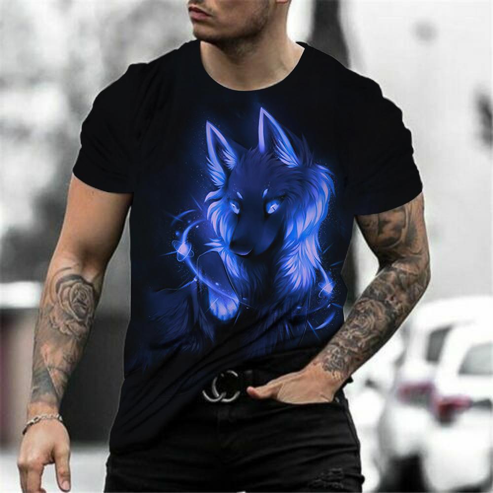 Fashoin 3D Printed T-shirts For Men Pullover Oversized Wolf Graphic Men's T-shirt Sublimation Summer Men Cool Tee Streetwear