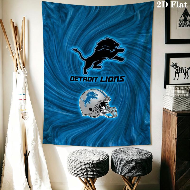 Detroit Lions Wall Tapestry Aesthetic Wall Hanging Printed Fabric Blanket Decorative Tapestries for Bedroom Living Room Home Decor