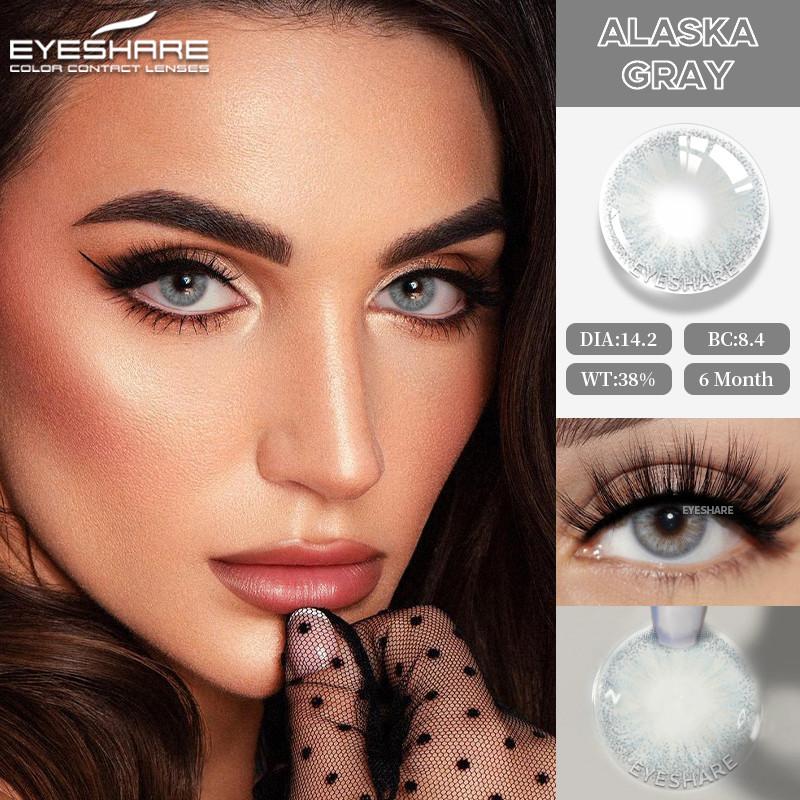 EYESHARE 2 Pieces Gray Pupils for Eyes Blue Colored Contact Lenses Natural Brown Lens Valid for 6 Months Soft Contacts