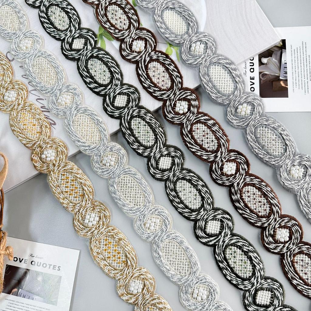 3.5Cm Cotton Thread Woven Hollow Beads Barcode Clothing Window Decoration Hair Accessories Home Diy Decorative Lace Accessories