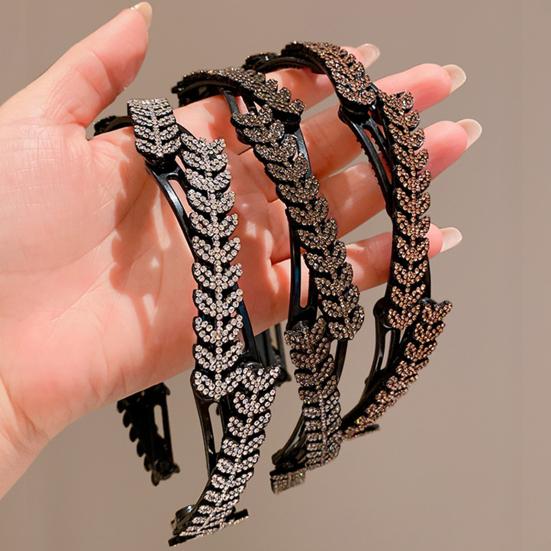 3/4Pcs Retractable Pocket Headbands Non-Slip Portable Telescopic Hair Hoops Rhinestones Wheat Decor Foldable