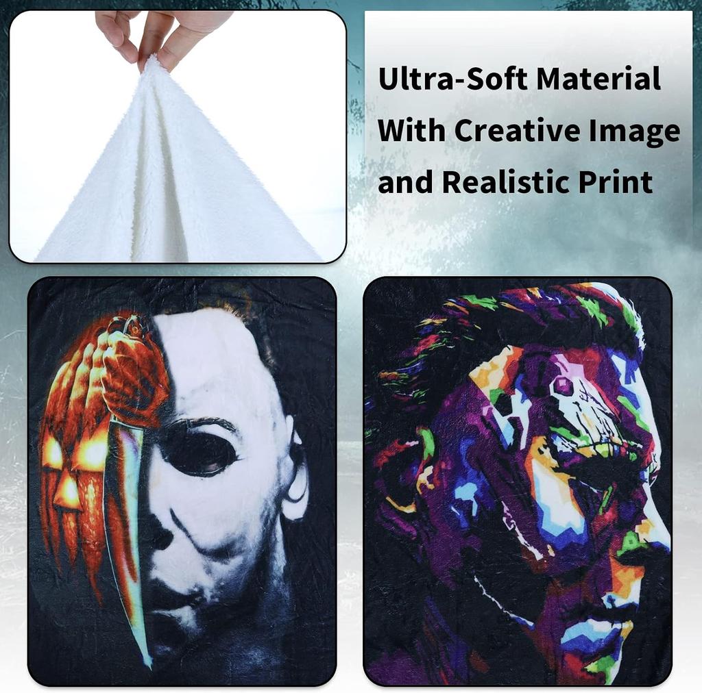 Halloween Horror Movie Blanket Michael Myers Blanket Flannel Blanket Micro Fleece Blanket for Bed Couch Living Room