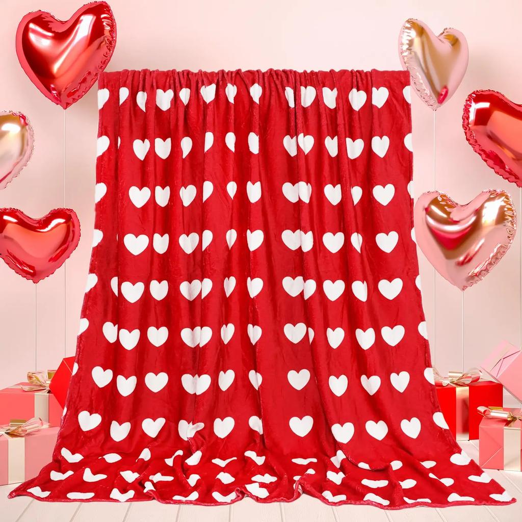 Valentines Day Blanket Kiss Me Red Lips Blanket Festival Birthday Gifts for Women Girlfriend Wife Flannel Love Throw Blankets