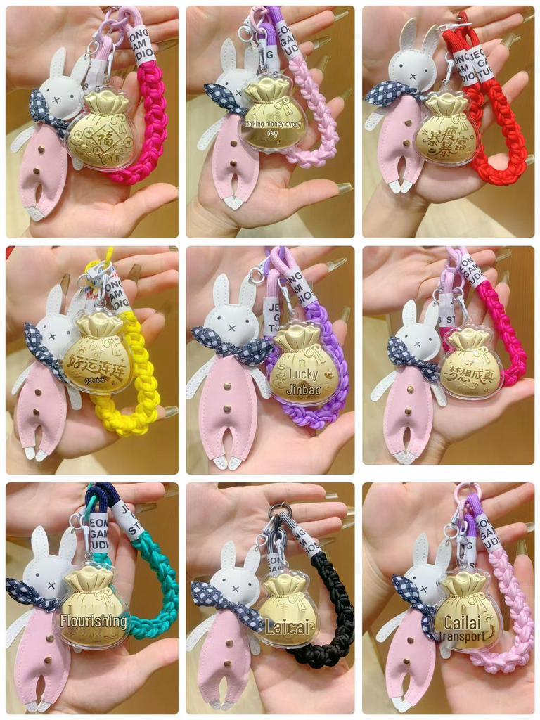 Shuibei 999 Pure Gold Eight Treasures Peace Compass Keyring Charm Gift