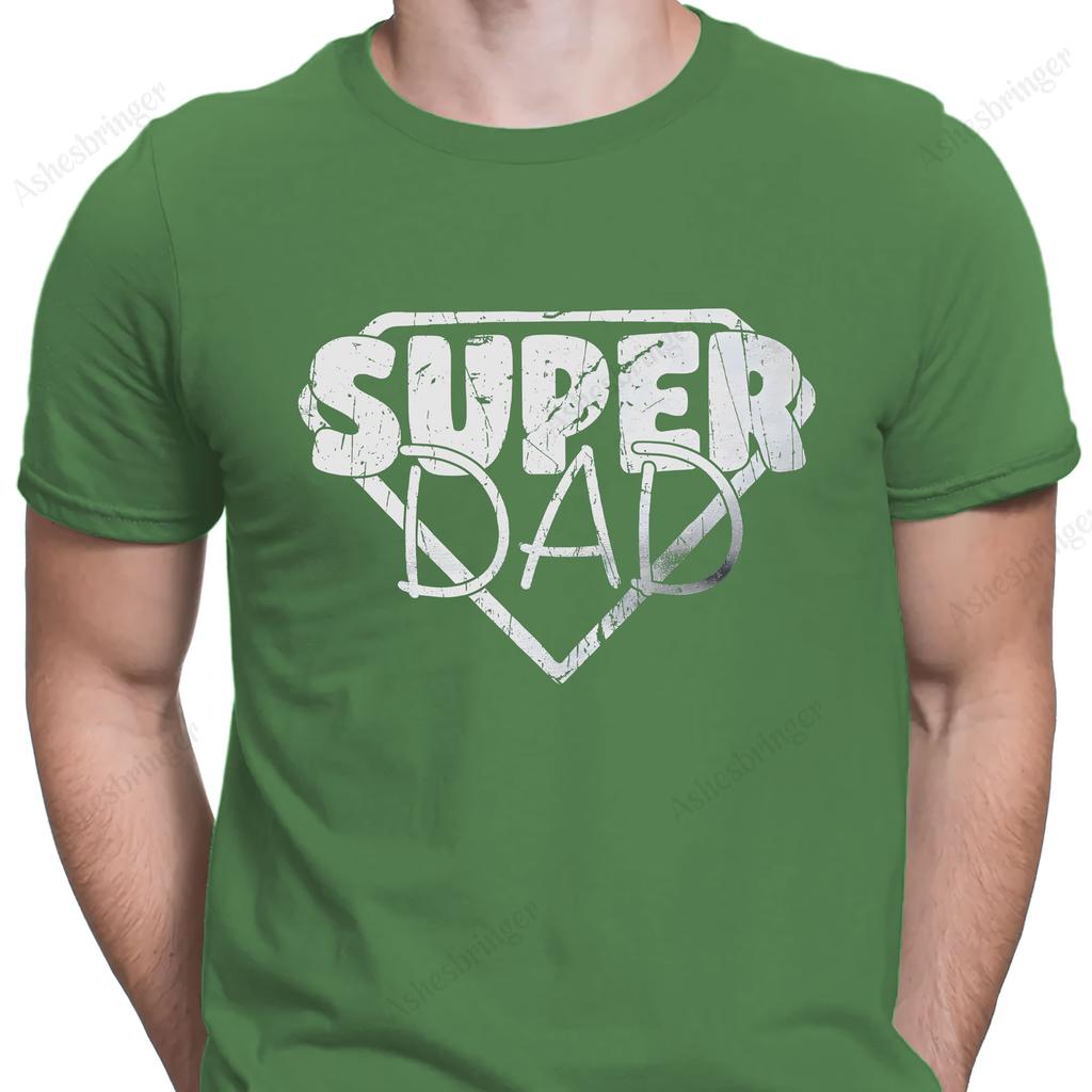 Super Dad Graphic Novelty Crew Neck Fathers Day T Shirt Funny Dad Gift Tee Street Casual Style Tops for Men and Women