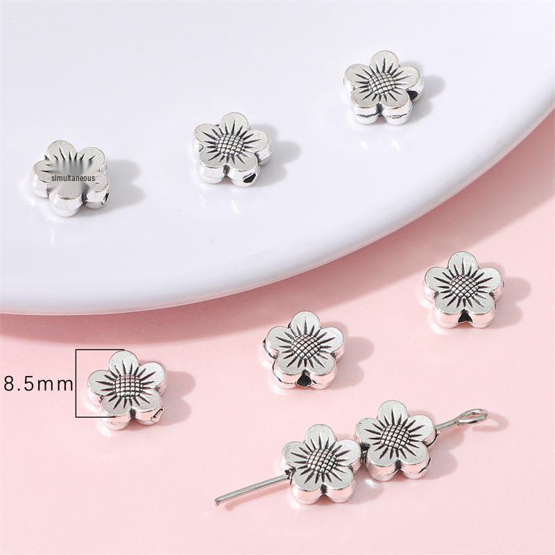 Antique Silver Alloy Heart, Flower & Butterfly Pendant for DIY Retro Jewelry Making