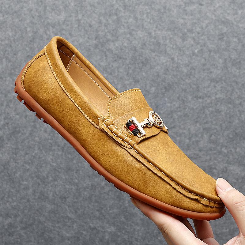 Men s British Style Leather Driving Moccasins, Casual Slip-On Shoes, Large Sizes Available. 47 жёлтый