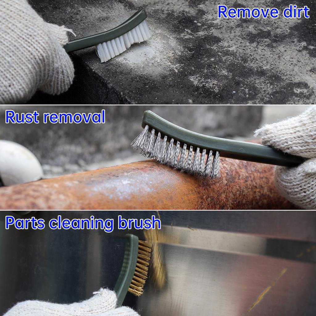 3pcs/9pcs 7 Inch Rust Paint Metal Cleaner Cleaning Welding Slag and Rust Mini Wire Brush Sets, Steel Nylon Brass Brush
