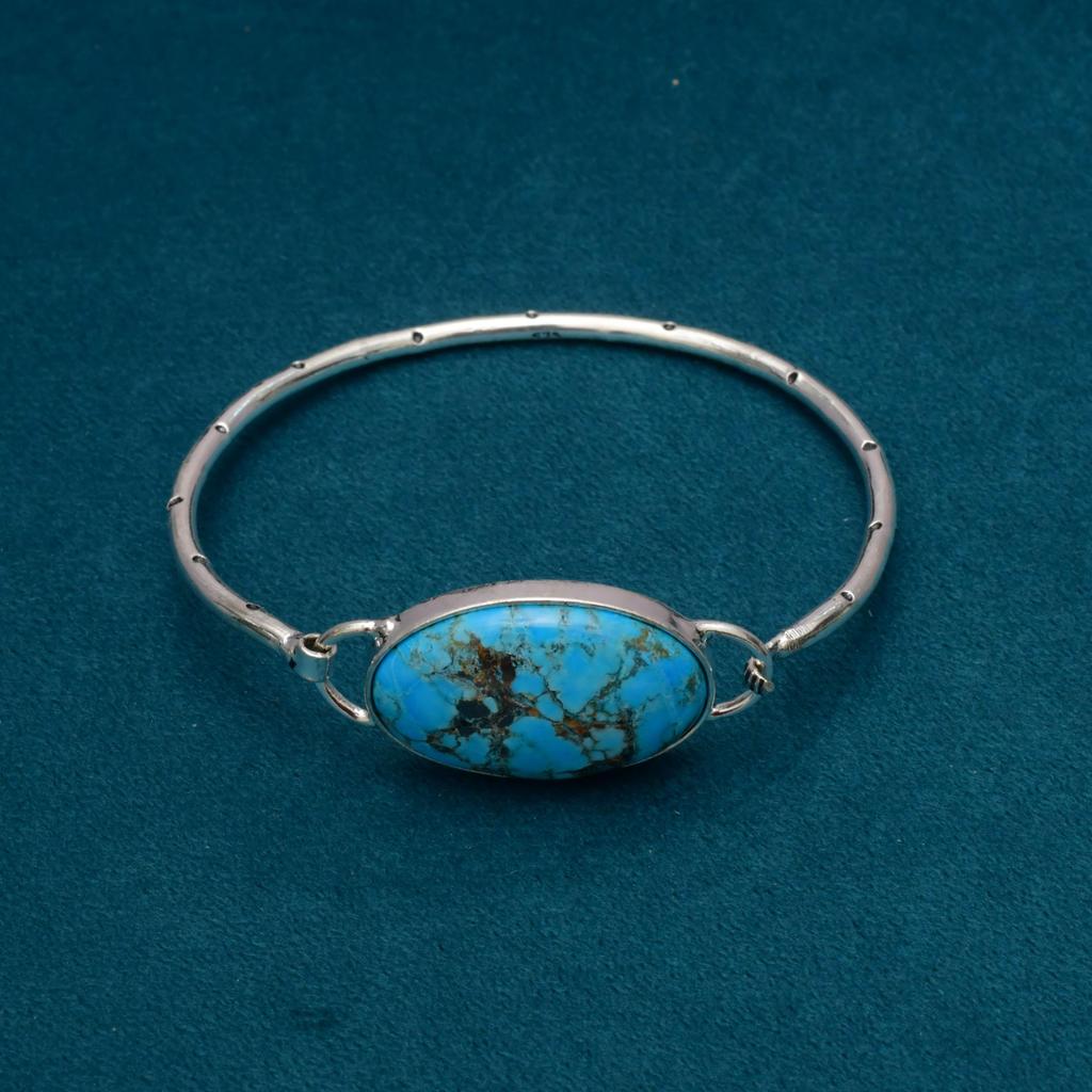 Turquoise Gemstone : 925 Sterling Silver Handmade Gemstone Bracelet Jewelry