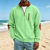 Men's Corduroy Stand Up Collar Sweater Casual Top with Chest Zipper Pocket and Cuff Patches