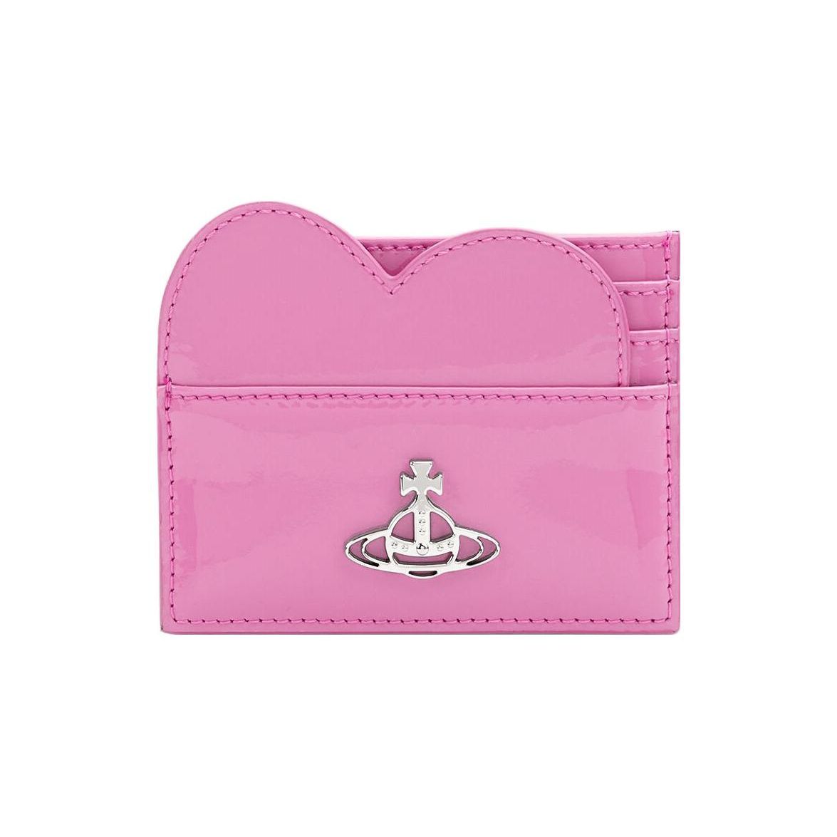 

VIVIENNE WESTWOOD Saturn Logo Heart Shiny Patent Leather Card Holder Women Accessories Pink 51120006UL001OG406 Basic Set (Bag)