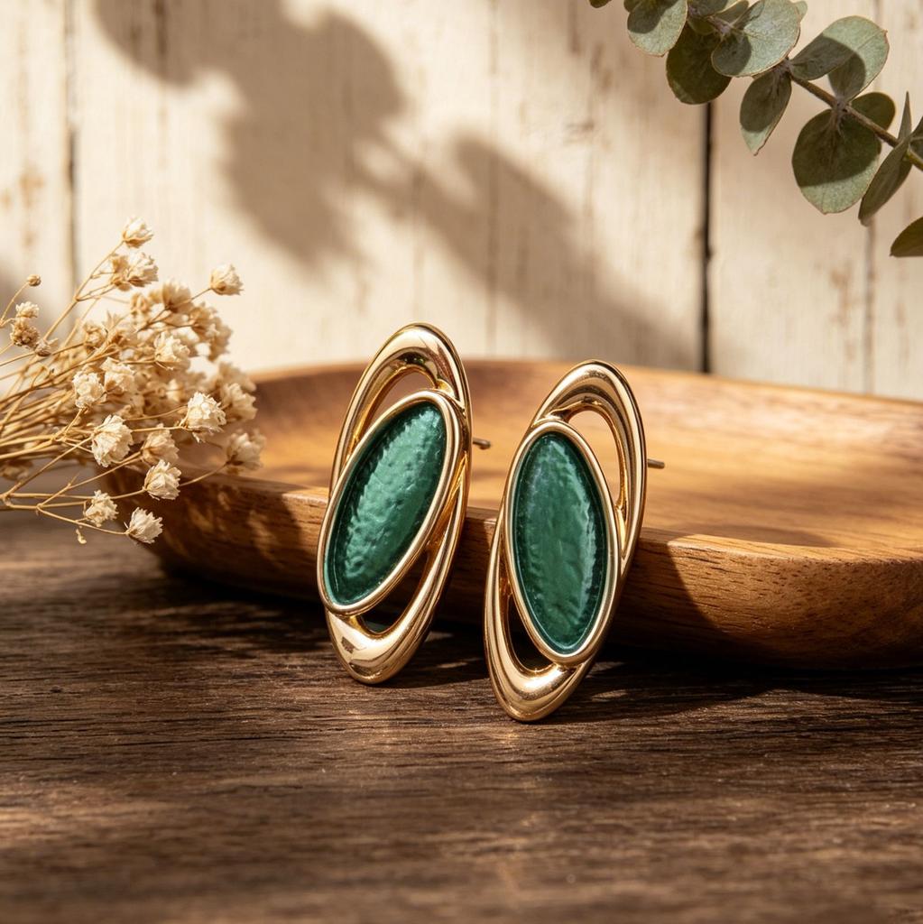 Hot-selling leaf veins hand-painted enamel colored stud earrings natural texture design versatile women's temperament earrings