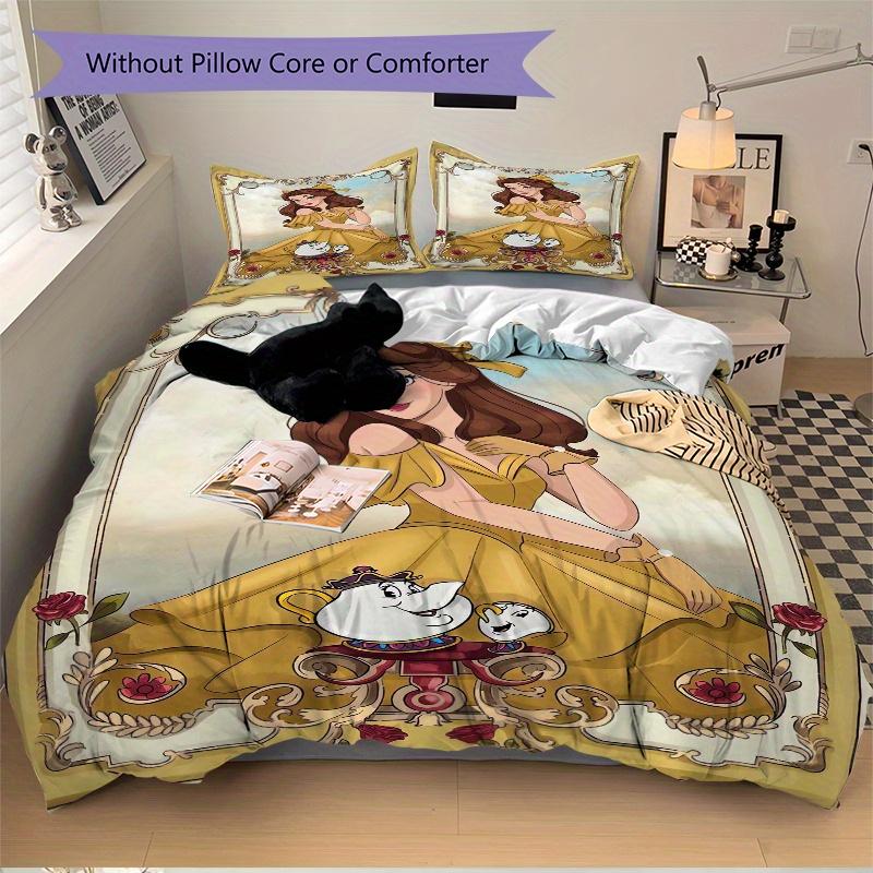 3pcs Beauty and the Beast Belle Bedding Set 1 Soft Quilt Cover + 2 Pillowcases, Machine Washable Suitable for All Seasons S007