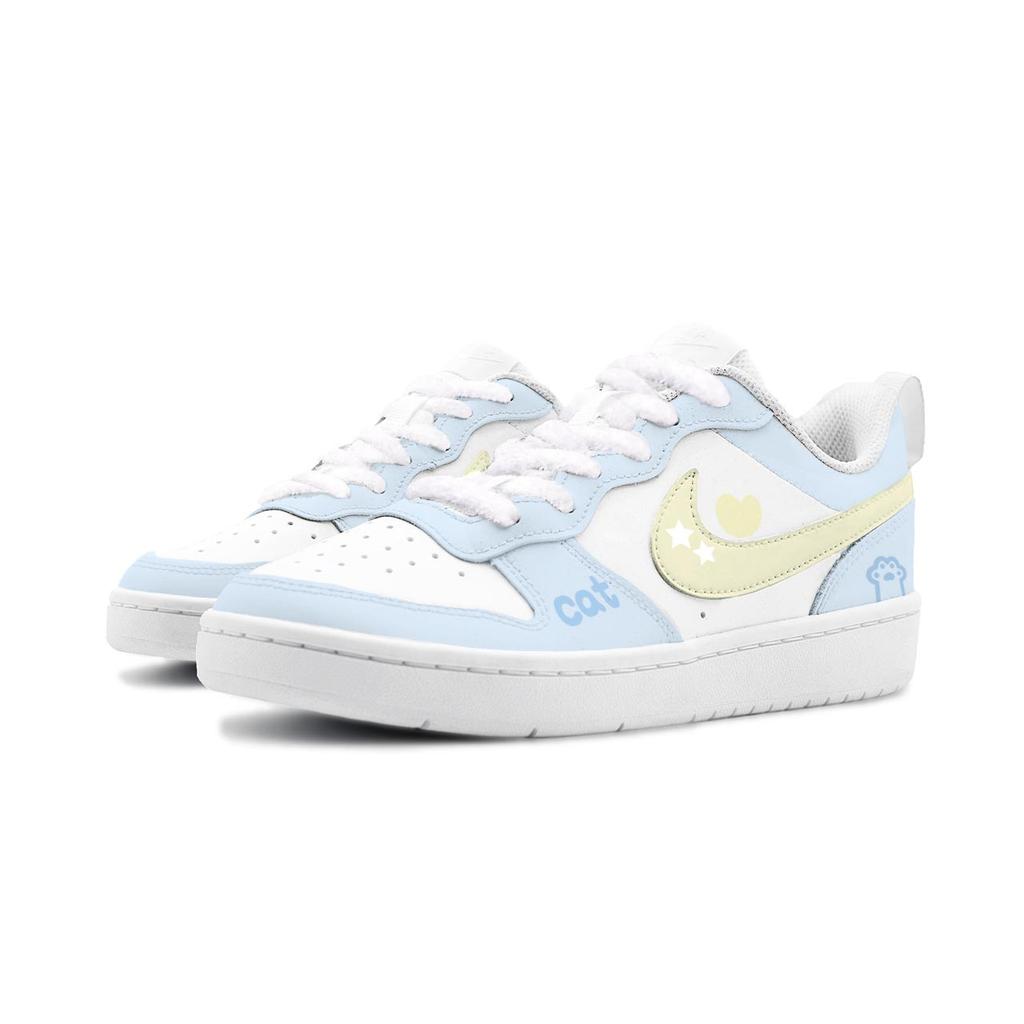 Nike Court Borough 2 Clear Sky Milk Candies Leather Cushioning Abrasion Resistant Slip Resistant Low top BQ5448-100(Team1855 )
