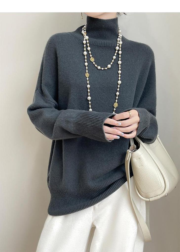 Autumn/Winter Loose High Neck Pure Wool Pullover Sweater
