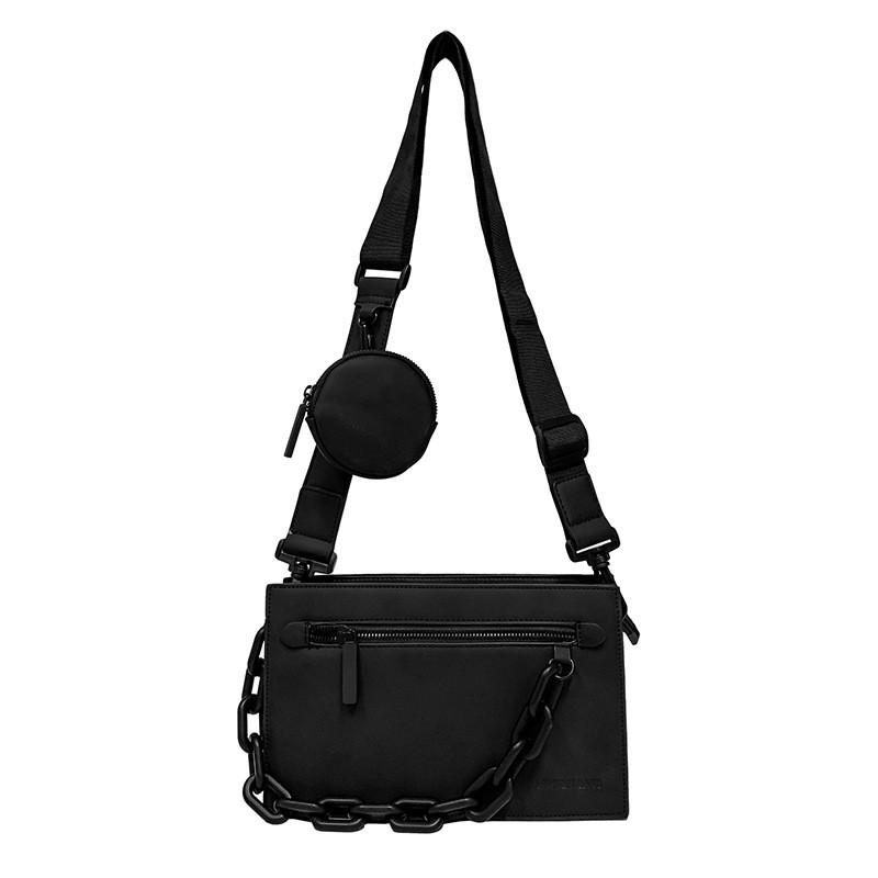 Men Casual Shoulder Bag With Nylon Material And Chain Design For Street Style Daily Use