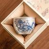 Gilded Silver Blue White Porcelain Dragon Tea Cup Feng Shui Master Cup Handmade Ceramic Gongfu Tea Tasting Cup for Home Decor