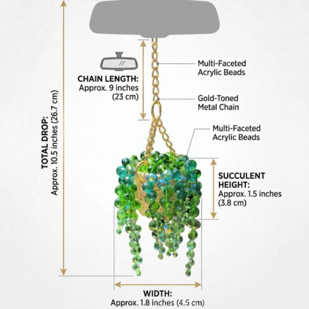 Amuleto de Coche de Suculenta Multibeaded Colgante de Coche Besado por el Sol Accesorio de Coche Amuleto de Coche con Cuentas Interior del Coche