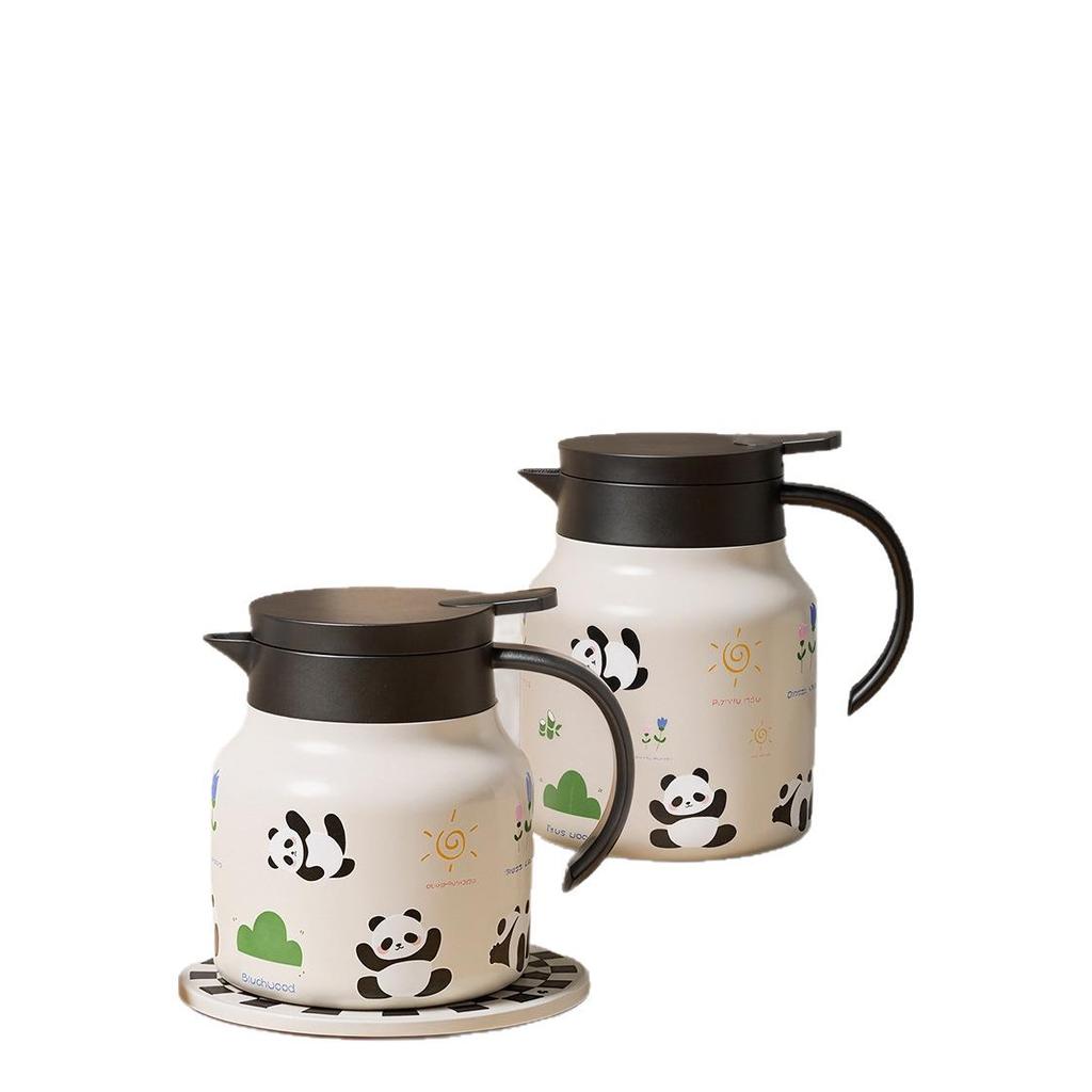Panda Thermos Flask: Large Capacity Glass Liner for Tea Steeping at Home or Office