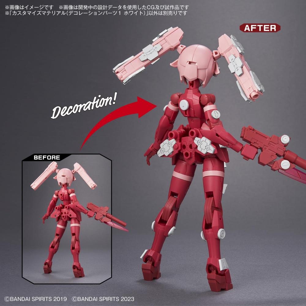 [Set Purchase] 30MM Customized Material (Decoration Parts 1 White & Gray) Set Customized Parts for Plastic Models