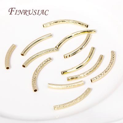 Multi-types 18K Gold Plated Brass Curved Tube, Bracelets Tube Beads Connector For Handmade DIY Jewelry Making Accessories