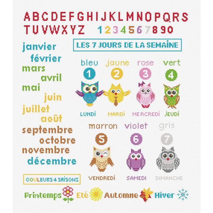 Kit à broder au point de croix Apprendre les jours