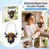 Suncatcher Window Hanging Acrylic Puzzle Ornament with Golden Bull Design for Home Decor