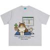 Cat Working Overtime Funny Meme Tshirt Unisex Unisex Fashion Tshirt Summer Shortsleeved Loose Casual Cotton Tshirts Streetwear