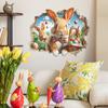 Easter Bunny Breaking The Wall and Easter Eggs Home Wall Decorative Stickers for Holiday Decoration
