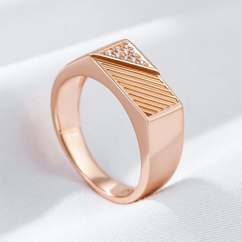 Fashion Square Men Ring  Rose Gold Color Natural Zircon Rings For Women High Quality Daily Fine Jewelry