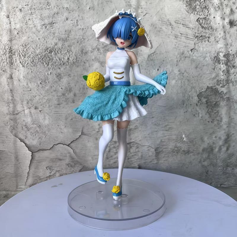 

Re Zero Rem Anime Figurine Sakura Style Wedding Dress Statue Collectible Model Chassis Car Desktop Decoration For Anime Collectors