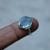 Hexagon Shape Aquamarine Quartz 925 Sterling Silver Ring Jewelry, Light Aquamarine Statement Wedding Gift Ring