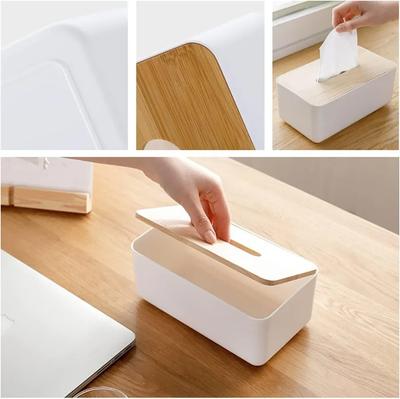 Wood Tissue Box Cover for Disposable Paper Facial Tissues, Wooden Rectangular Tissue Box Holder for Storage On Bathroom Bedroom