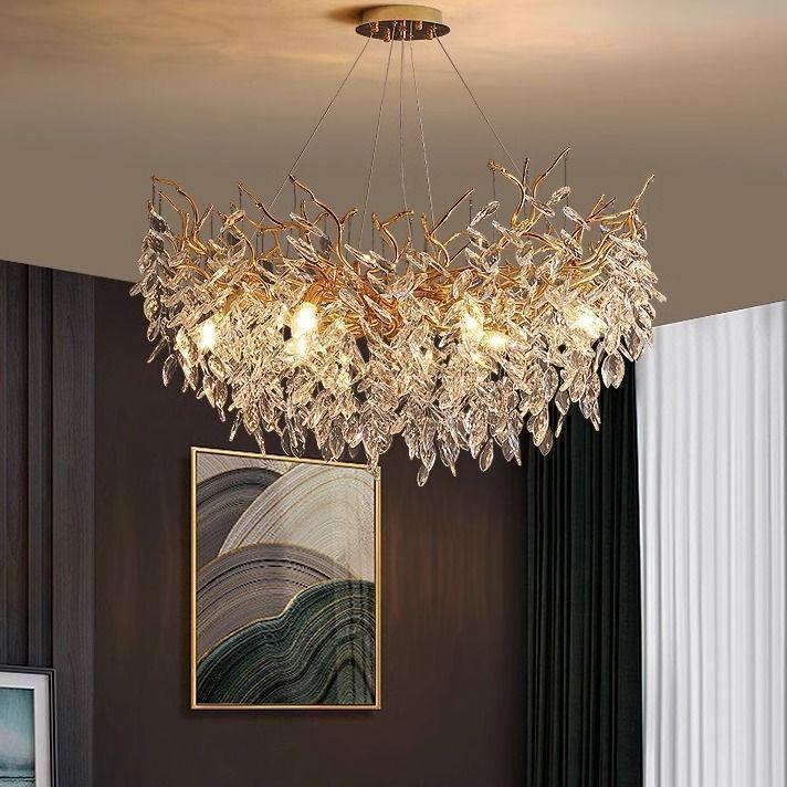 Elegant French Crystal Chandelier for Grand Duplex Living Room