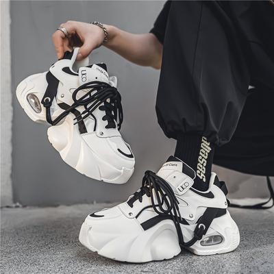 Fashion Fashion Thick Bottom Men's Casual Shoes Designer Platform Breathable Sport Shoes New Rock Style Big Head Leather Male Sneakers