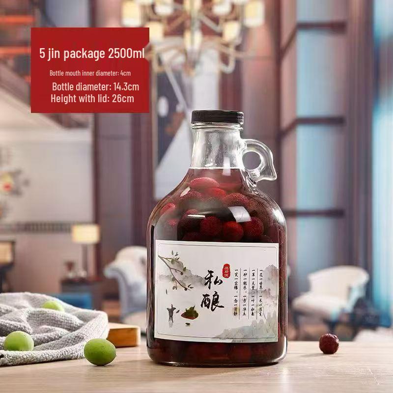 Thickened Glass Baijiu Bottle for Homebrew & Storage - Green Plum & Grape