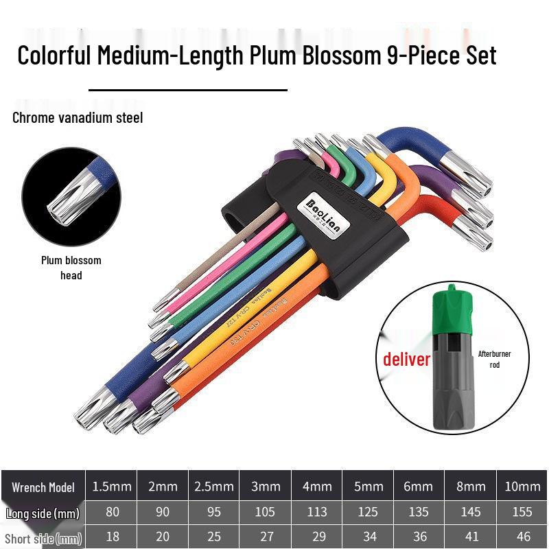 Colored Hex Key Set with Multifunctional 6-Point Screwdriver