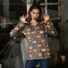 Women's Casual Fashion Sexy Comfort Halloween Printed V-Neck Button Long Sleeve