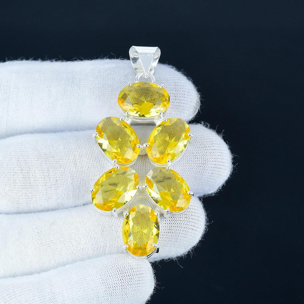 Beautiful Citrine Gemstone Pendant 925 Sterling Silver- Handmade Design, Everyday Wear Jewelry, Unique Citrine Pendant Party Wear Gift