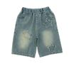 Girls' Denim Shorts Summer Casual Loose Jeans Short Pants Children Wide Leg Pants Teen High Waist Straight Trousers 5-14 Years