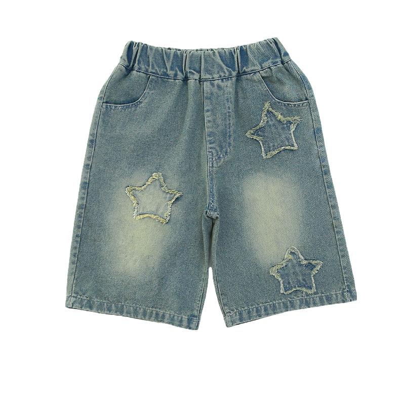 Girls' Denim Shorts Summer Casual Loose Jeans Short Pants Children Wide Leg Pants Teen High Waist Straight Trousers 5-14 Years