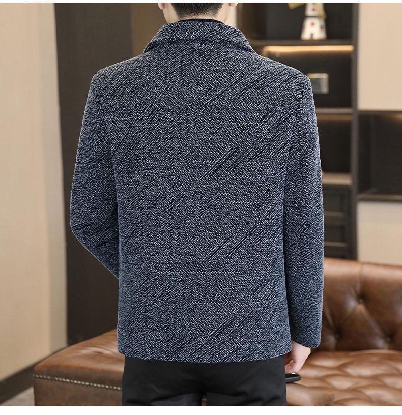 Vielseitige Herren-Wolljacke mit Revers – Mit Samt gefüttert, dick für Frühling & Herbst